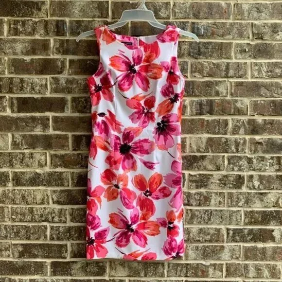 Mario Serrani Italy Women's Stretch Shift Dress Sleeveless Fuchsia Floral 4 - Picture 9 of 13